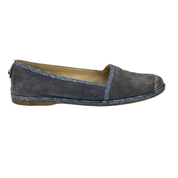 Stuart Weitzman Blue Mirror Flat 6.5 Cap Toe Tipadrille Espadrille Loafer FLAW - Picture 2 of 10